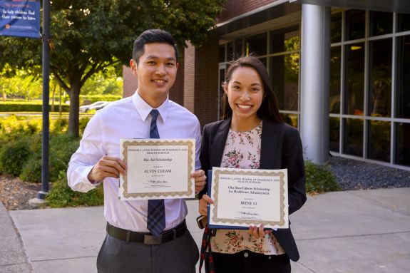 Two PharmD students at Pharmacy Scholarship Ceremony