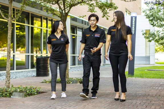 PharmD students walking on campus