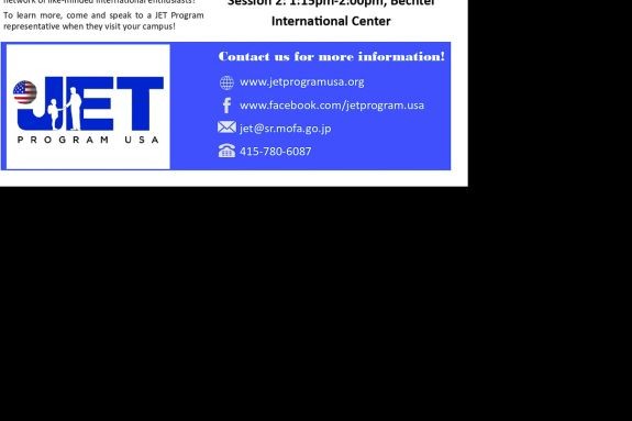 info sheet about JET program info session. 