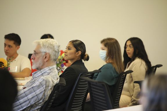 Student listening to information being given
