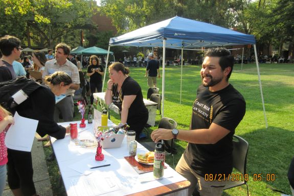 A group of people give information to law students.
