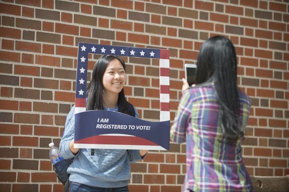 Student registered to vote