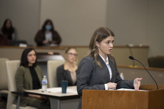 student during a mock trial 