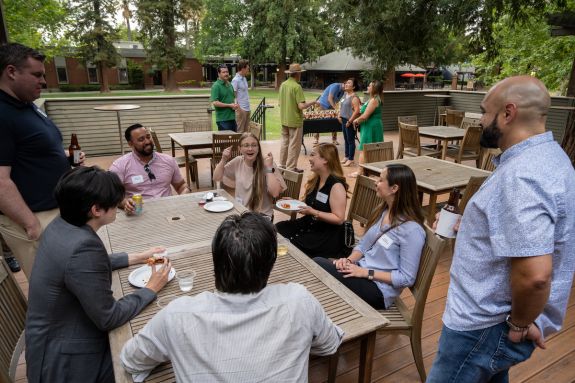 People in a group talking 