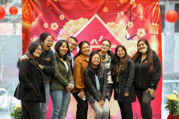 A group of law students pose for a photo.