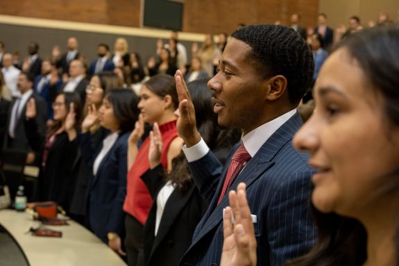 Students taking oath