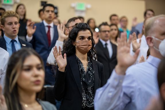 Students taking oath 