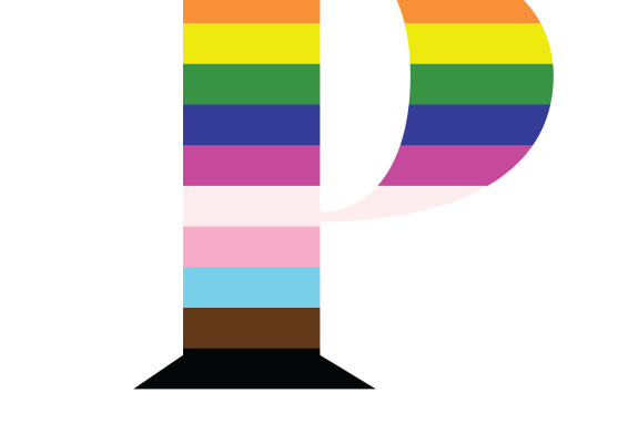 A rainbow colored "P"
