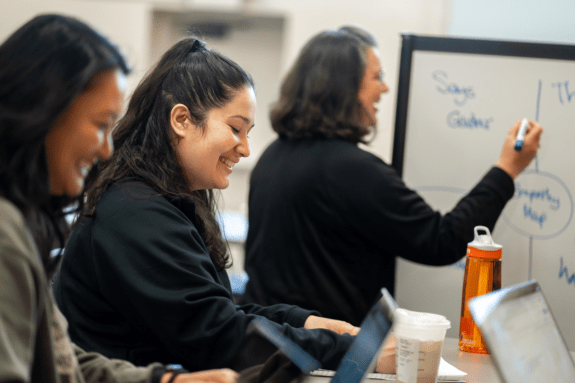 Students working collaboratively and doing mind map