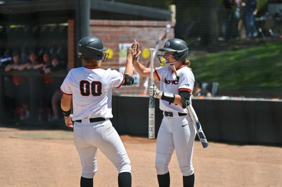 Pacific Softball celebrates with high five