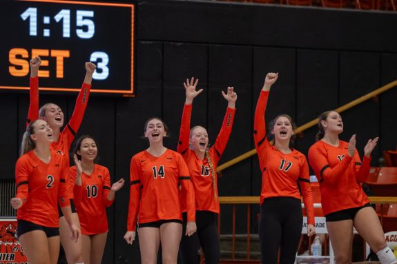 Volleyball team cheering