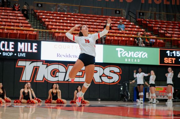 Volleyball player serves