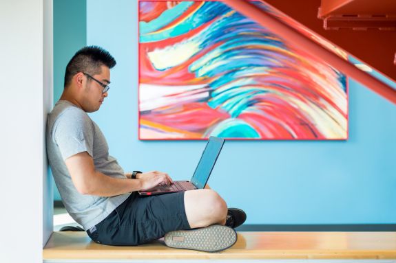 Student using laptop