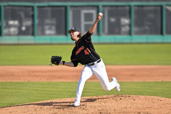Pacific baseball player throwing a ball