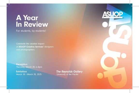 Blue and orange glowing background with white exhibition text