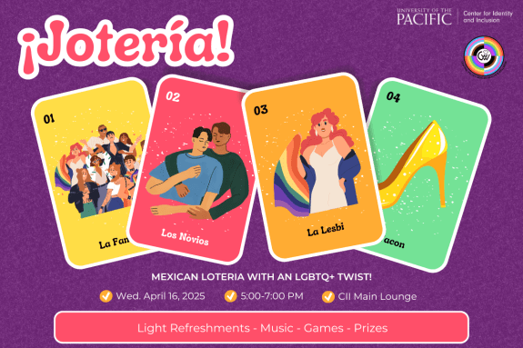 Joteria - Mexican Loteria with an LGBTQ+ Twist. Wednesday April 16, 2025 5:00-7:00 PM CII Main Lounge