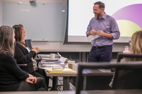 A man teaching a class
