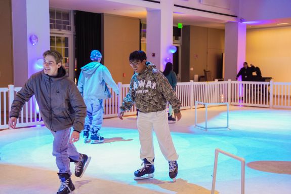 students ice skating