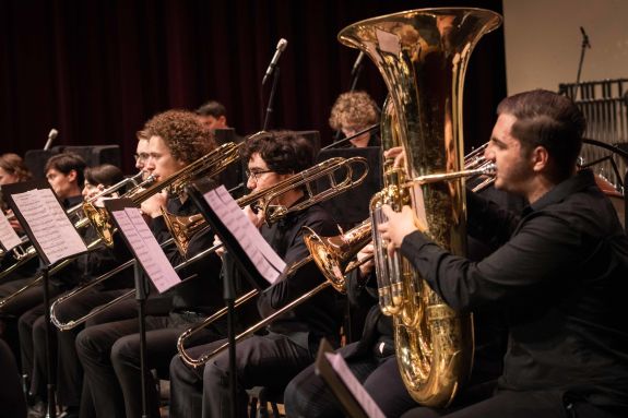 students playing brass instruments