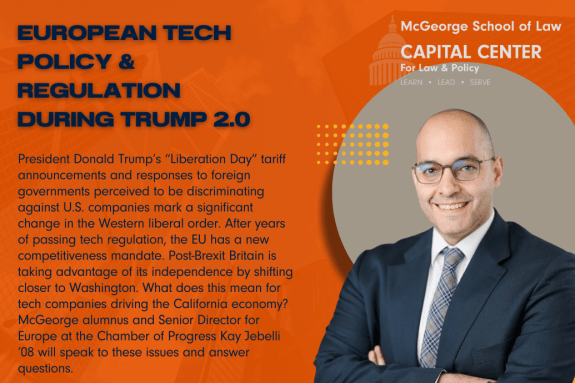 Senior Director for Europe at the Chamber of Progress Kay Jebelli event flyer