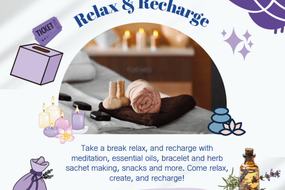 event description is listed around a relaxing image of some folded towels with candles in the background