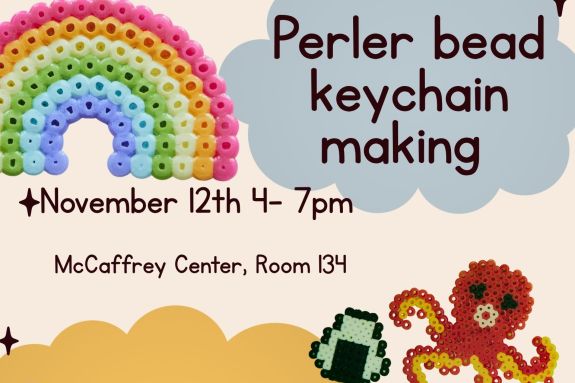 Flyer with images of animals made of Perler beads and information on the event. 