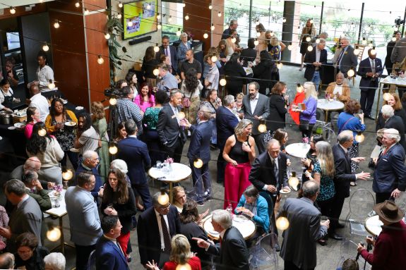 Aerial view of indoor event