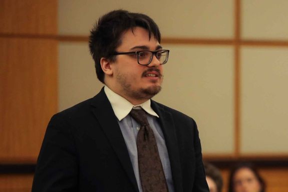 Student in Moot Court.