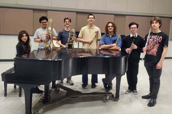 Students from the intro to music composition class