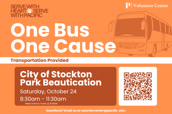 Join us on October 24 from 8:30 AM–11:30 AM for a volunteer opportunity at Weberstown East Park with the City of Stockton!   Make a positive impact in your community while enjoying the outdoors and helping keep our local parks clean, welcoming, and beautiful for everyone to enjoy. It's a great way to earn volunteer hours, meet fellow students, and make a difference right here in Stockton!   Transportation is provided to and from the volunteer site.  Seats are limited, so register today to reserve your spot!