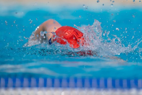 a swimmer in Pacific's Chris Kjeldsen Pool