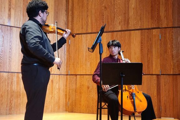 Student string duo performs at the Conservatory Concert Hour