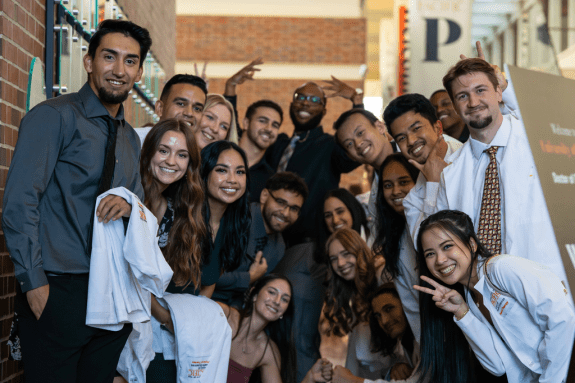 Group of happy health sciences students