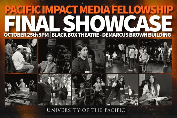flier with photos of students working during the fellowship