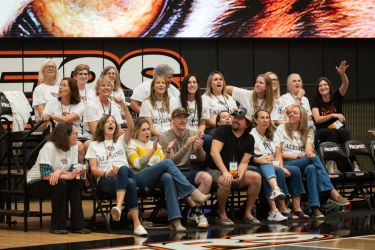 Volleyball alumni at game