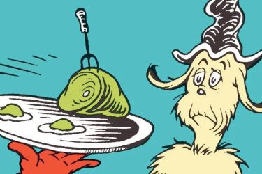 a plate of green eggs and ham