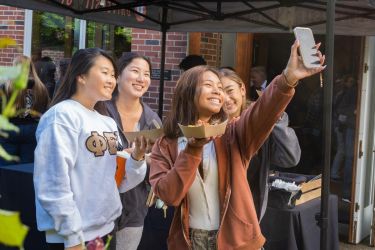seniors taking selfie