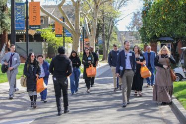 admitted students on a campus tour 
