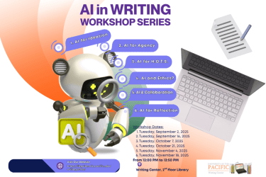 The Writing Center presents 6-part AI in Writing workshop series for students to learn about strategic and ethical AI practices for their writing