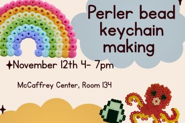 Flyer with images of animals made of Perler beads and information on the event. 