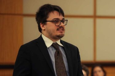 Student in Moot Court.