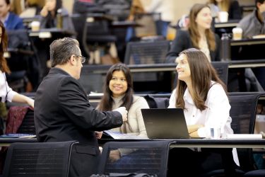Students practicing their interviewing skills.