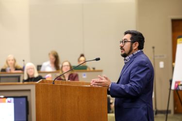 Speaker engaging with the audience.