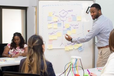 Folks workshopping together