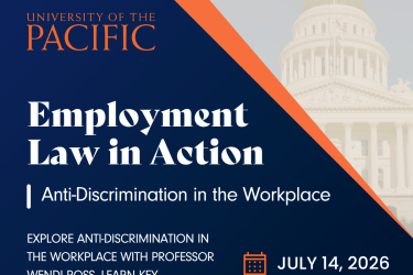 A blue and orange graphic that says "Employment Law in Action" on July 14.