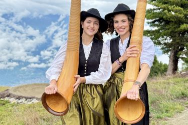 University of the Pacific alphorn players at International Alphorn Festival in Nendaz, Switzerland