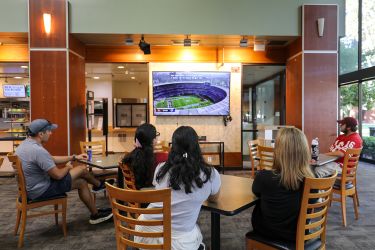 A watch party during a football game