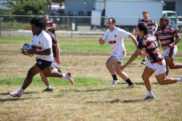 Rugby players on a pitch