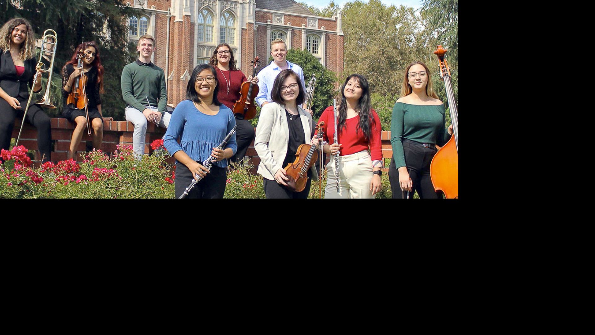 Music Students outside on campus