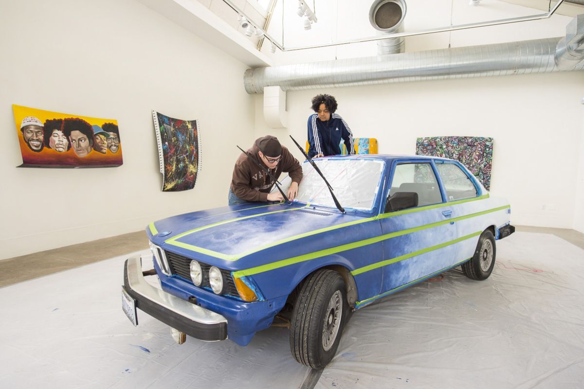 students transform a donated BMW to an art piece